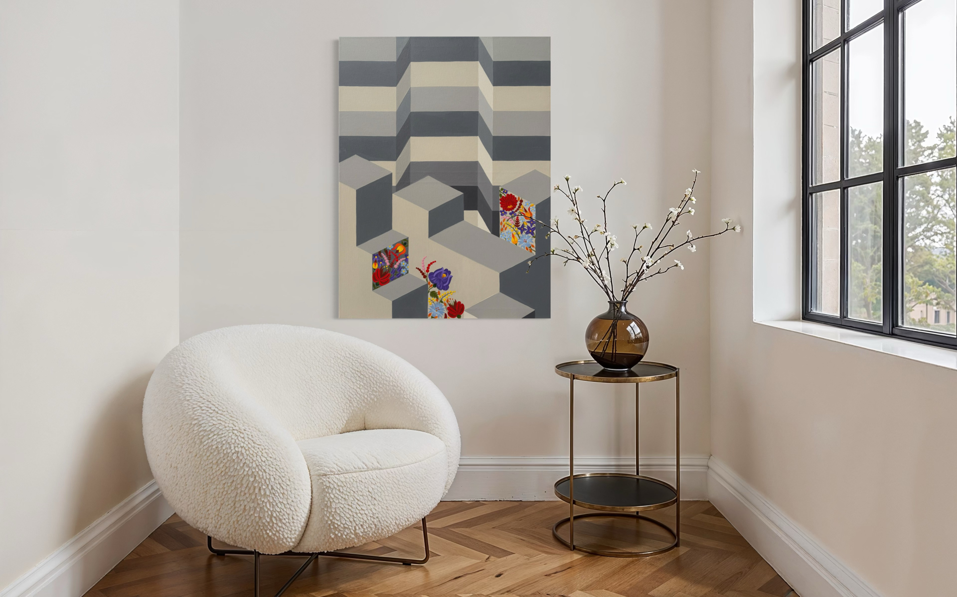 Ébredés 60x80 cm, geometrikus festmény 2